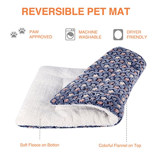 Mora Pets Dog Crate Pad Bed Ultra Soft Pet Mat Star Print Blue 23 x 18 Inch | Washable Crate Mat for Small Medium Large Dogs, Reversible Fleece Dog Crate Kennel Mat Flat Cat Bed Liner - color: Dark Blue, size: 24-Inch
