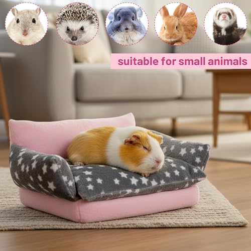 Guinea Pig Sofa Bed, Washable Soft Fleece Small Animal Sleeping Bed | Cute Star Pet Cage Bedding Accessories for Guinea Pig, Rabbit, Bunny, Chinchilla, Hedgehog