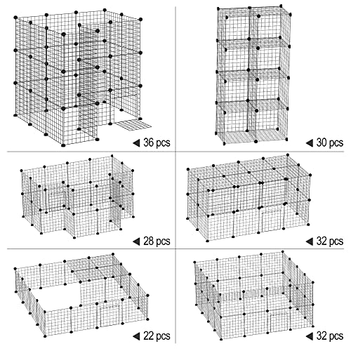 PawHut 36 Panels Small Animal Playpen with Door for Guinea Pigs 14 x 14 in | DIY C&C Cage, Ramp, Portable Metal Wire Yard, Rabbit, Hedgehogs