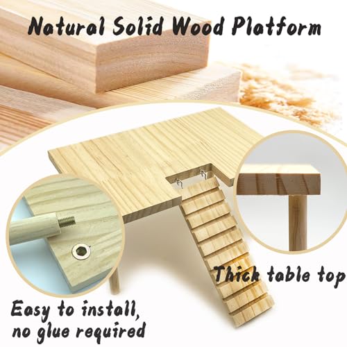 Large Hamster Platform with Ladder Wooden Syrian Hamsters Standing Platforms with Legs Set Wood Gerbils Climbing Bridge Toy Cage Accessories - size: Large