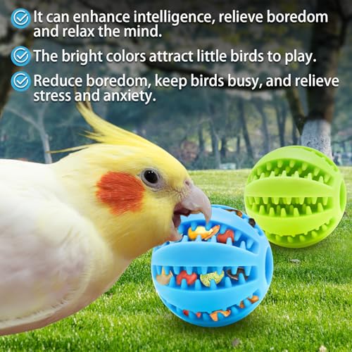 2 Pcs Parrot Feeder Chew Toy Balls, Bird Foraging Interactive Toys, Suitable for Small Animals and All Birds,Parakeet,Parrots,Lovebirds,Macaws,Hamsters,Guinea Pigs