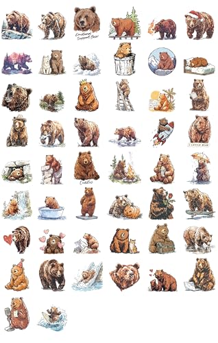 100 PCS Bear Stickers Pack – Waterproof Vinyl Decals for Water Bottles, Laptops, Phones, Notebook, Cars – Cool Vibrant Graphics for Bear Enthusiast - color: Bear