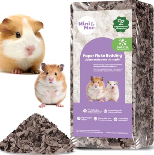 mini&moe Hamster Bedding 25 Liters: Dust-Free and Odor Control Moisture Absorbent Natural Paper Small Pet Bedding - for Guinea Pigs, Hamsters, Rabbits, and Small Animal - color: Woods1