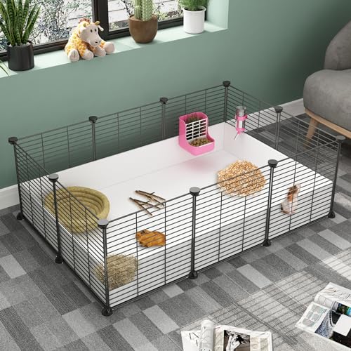 Oneluck Guinea Pig Cage, Indoor Habitat with Waterproof Plastic Bottom, Playpen for Small Pet Bunny, Turtle, Hamster, Partition cage - color: Basic Cage