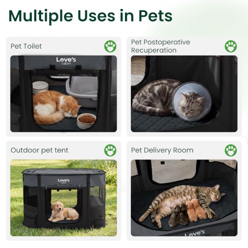 Love's cabin Dog Playpen Cat Pet Puppy Pen,Portable Playpens for Dogs Indoor Outdoor Travel Camping Use,Foldable Kennel Tent Crate for Rabbit Small Animals with Carrying Case (Grey with Pad, Small) - color: Gray with Pad, style: Small