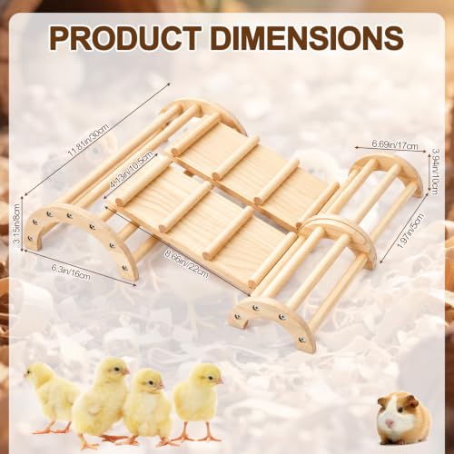 Novabright Wood Chick Perch Chicken Stand Training Perch Roosting Bar Coop Jungle Gym Baby Chick Wooden 5 in 1 Climbing Arch Bridge Platform Stand, Brooder Ladder Ramp Toys for Small Animals Hamsters