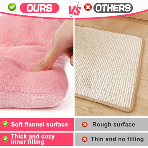 15.7" x 14" Soft Bunny Bed - Rabbit Bed, Warm Cuddle Cushion Plush Mat for Guinea Pig, Ferret, Small Animal - Pink - color: Pink