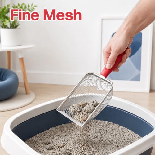Reptile Sand Substrate Scoop Shovel Sifter, Stainless Steel Mesh Litter Shovel, Hamster Sand Bath Scoop Fine Mesh Metal Reptile Litter Cleaner Scooper for Lizard Substrate Reptile Terrarium Sand Waste