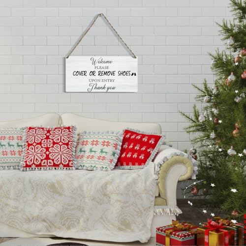 Please Remove Your Shoes Sign, Take off Your Remove Shoes Sign for House Front Door, Cover or Remove Shoes, Housewarming Gifts for New House Home Women Men 12x6 inches - color: Shoes