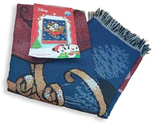 Disney Mickey Mouse, Sleigh Ride Woven Tapestry Throw Blanket, 48" x 60", Multi Color - color: Sleigh Ride