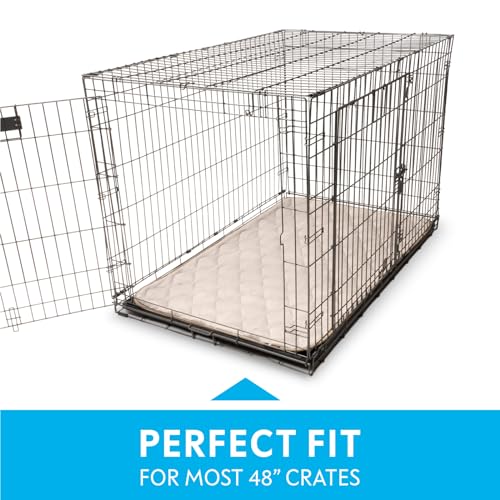Paw Inspired Washable Padded Crate Mats for Dogs, Beige, 47x29 Inch | Fits 48-inch Kennels, Leakproof, Waterproof Bottom, Plush Dog Pad, Pet Bed - color: Tan, size: 48 Inch