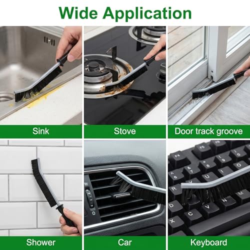 New Hard Bristle Crevice Cleaning Brushes Multifunctional Thin Gap Scrub Brush Small Deep Cleaning Tools Cleaner Supplies for Floors Bathroom Home Kitchen Windows Corner Sink Toilets Grout Tile 4 Pack
