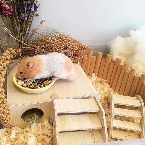 Kathson Multi-Chamber Hamster Tunnel House Maze: 2 Entrance 6 Rooms Hideout | Multichamber Hamster Hide with Cover,Mice House Tunnel Exploring Toy for Dwarf Hamsters, Gerbils,Small Animals - color: 4-Chamber Hamster Maze
