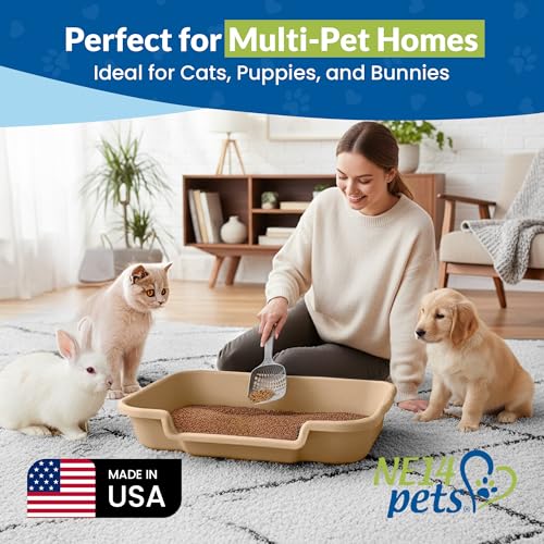 KittyGoHere Senior Cat Litter Box, Large with Jumbo Scoop, Beach Sand | Open Top Low Entrance Kitty Litter Box With Long-handle Jumbo Scoop, Lightweight Low Entry Litters Box, Durable, Made in USA - color: Beach Sand, size: Large with Scoop