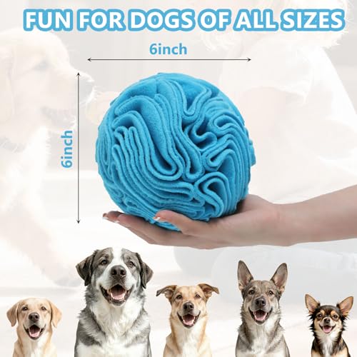 Blue Snuffle Ball for Dogs, Bright Color Slow Feeder Interactive Toy, Mental Enrichment Puzzle Game for Anxiety Relief & Indoor Fun, Machine Washable for Small Medium Large Dogs - color: Blue, size: Medium