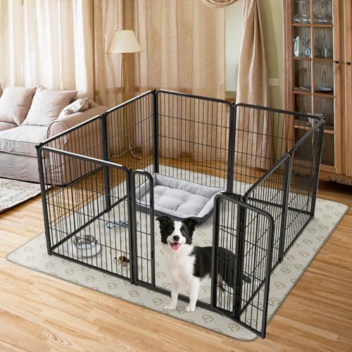 FXW Homeplus Indoor Dog Playpen with Washable Pee Pad, 32" H, 8 Panels | Calm Indoor Play Area, Super Absorbent Pad for Easy Cleanup, for Small & Medium Dogs, Patented - color: Black, size: 32"H