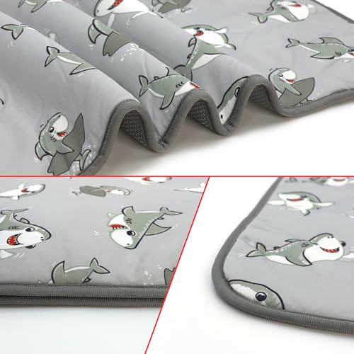 Summer Pet Cooling Mat - Cat Dog Cushion Pad Sleeping Cool Sharks Comfortable Soft for Pets Kids and Adults (Grey Shark, M) - color: Grey Shark, size: M: 19.5" x 27.5''