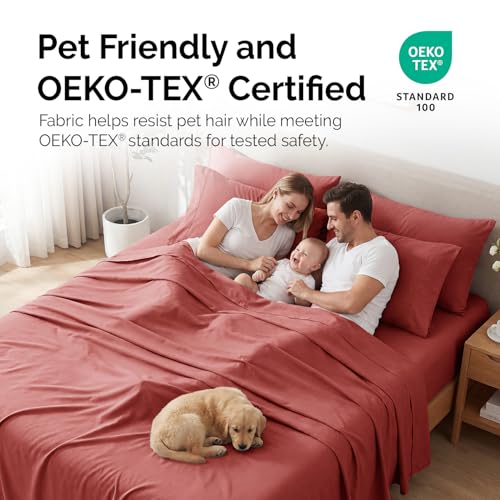 Southshore Fine Living, Inc. 21-Inch Terracotta Sheets Extra Deep Pocket King Sheet Set, 6 Piece King Size Sheets Set, 100% Microfiber Pet Hair Resistant Bedding, Hotel Quality Wrinkle Free - Marsala - color: 05 - Marsala (Terra Cotta), size: King