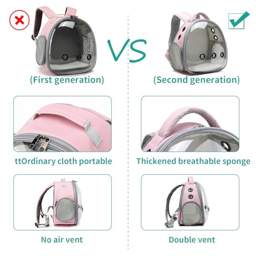 Portable Travel pet Backpack Carrier Hamster Bag Guinea Pig Bird Small Dog cat Turtle Carrier Rabbit Cage Squirrel Bearded Dragon Breathable Hangbag (Pink) - color: pink