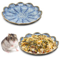 BNOSDM Shallow Ceramic Hamster Food Dish 2 Pcs Small Animals Food Bowl Sunflower Feeding Dishes for Gerbils Mice Rats 4.5in (Dark Blue) - color: Dark Blue