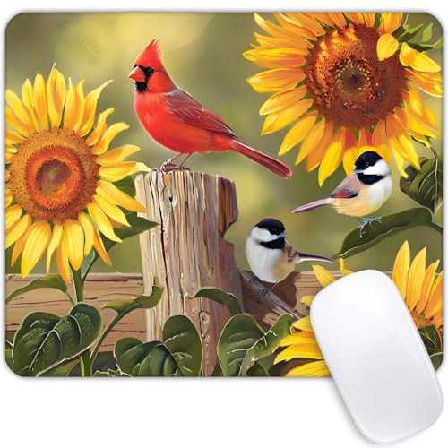 Sunflowers and Songbirds Mouse pad Customized Mousepad Non-Slip Rubber Base Mouse Pads for Computers Laptop Office Desk Accessories Mouse pad - color: Sunflowers and songbirds