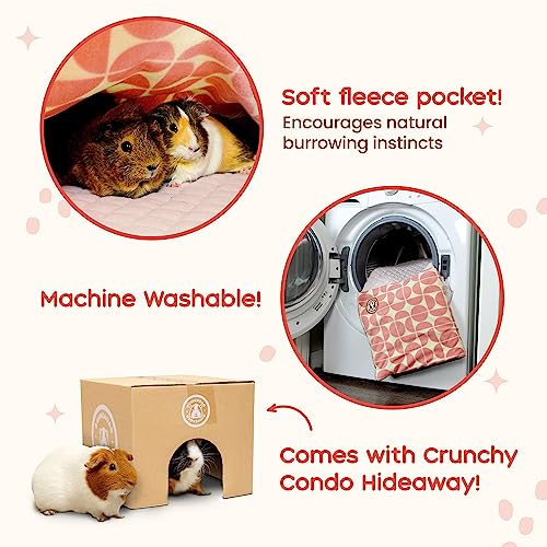 GuineaDad Premium Liner – Fleece Guinea Pig Cage Liner – Ultra-Plush Reusable Fleece Bedding with Waterproof Bottom – Extra Absorbent Liner for 2x3 C&C Cage (Peach Pie)