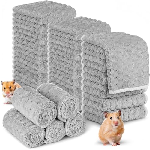 Moukeren 20 Pcs Guinea Pig Fleece Bedding Blankets Bulk Washable Small Animal Fleece Cage Liners Pet Sleeping Mat Cover for Hamster Chinchilla Rabbit Hedgehog (14 x 30 Inch,Cloud Style,Gray) - color: Gray, size: 14 x 30 Inch, style: Cloud Style