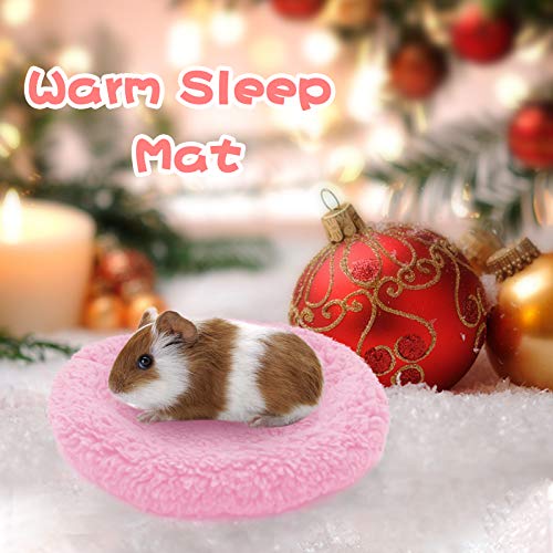 BWOGUE Hamster Bed, Round Velvet Sleep Pad for Guinea Pigs and Rats, 8.7 in | Round Mat for Small Pets, Soft Velvet, Machine Washable, Cage & Home Use, Hamsters Guinea Pigs - color: Pink