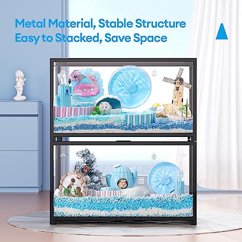 BUCATSTATE Hamster Cage 2.0, Large Hamster Enclosure (31in, Black) | Stackable 3.84 ft² Large Habitats with Deep Beddiing Base, Sturdy Aluminum Frame, Front and Top Access, Easy Assemble - color: Black, size: 31.4"L x 17.6"W x 20.6"H