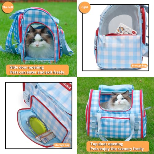 Pet Backpack Carrier for Small Dogs Medium Cats, Puppies,Breathable and Collapsible Design, Portable Travel Bag for Bearded Dragon,Rabbit Cage (Blue, Small) - color: blue, size: Small