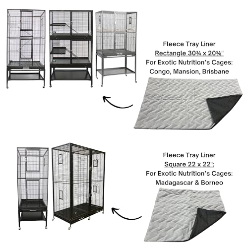 Fleece Tray Liner- Soft & Durable for Variety of Cages (Rectangle)