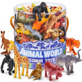 60 Piece Animal Figures with Gift Box, Safari Jungle Animal Figurines | Realistic Small Plastic Animal Figure Sensory Bins, Jungle Party Favors, Cupcake Topper, School Education, Birthday Gifts for