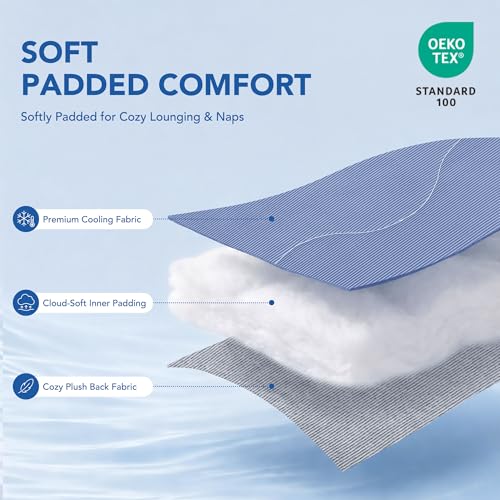 Deconovo Dog Cooling Mat, Reversible Cool-to-Touch Summer Pad with Quilted Soft Fill, Breathable Lightweight Pad for Bed/Couch/Crate, Machine Washable, Blue, 40x60 Inches - color: Blue, size: 40"W x 60"L (Pack of 1)
