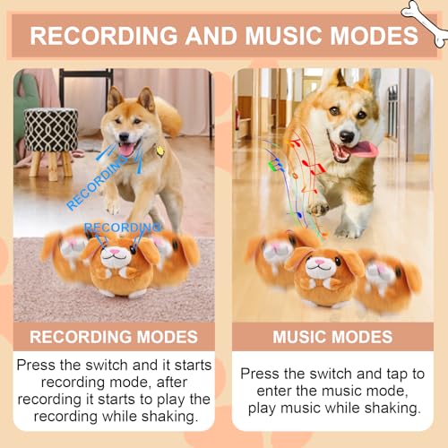 BABORUI Interactive Dog Toys Puppy, Jumping Squeaky Dog Toys with Recording and Music Modes, Rechargeable Moving Dog Chew Toys for Small/Medium/Large Dogs to Keep Them Busy(Puppy) - color: Puppy