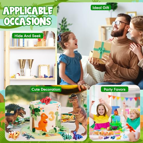 Honoson 12 Pcs 3D Printed Animals 5-7cm, Dinosaur | Articulated Fidget Animals, Flexible 3D Printed Figures for Stress Relief, Cute Mini Joints for Party Favors and Display - size: 5-7cm, style: Dinosaur
