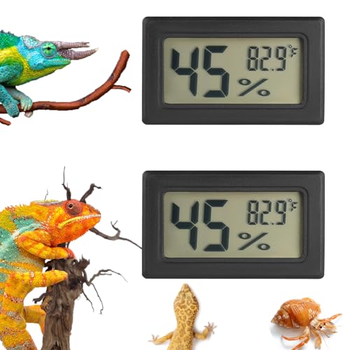 Reptile Thermometer and Humidity Gauge Digtal Terrarium Thermometer Rectangle Bearded Dragon Cage Accessories Reptile Temp and Humidity Gauge for Leopard Gecko Hermit Crab Gecko Lizard Etc 2pc - size: rectangle