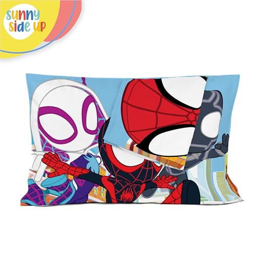 Sunny Side Up Marvel Spidey & His Amazing Friends 2 Pack Reversible Pillowcases - Double Sided Pillow Covers Features Spiderman, Ghost Spider & Miles Morales, Kids Super Soft Superhero Bedding - color: Multi - Spidey & Friends