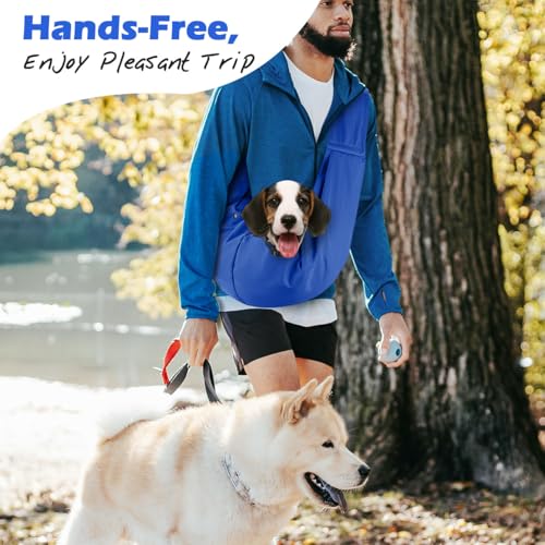 Pawaboo Small Dog Sling Carrier | Reversible Puppy Small Pet Carrier,Hands Free,Safety Buckle,Storage Pocket for Travel,Outdoor Activities Sapphire Blue - color: Sapphire Blue