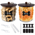 HOYTAMDAR 2 Pack Airtight Dog Treat Containers Bamboo Lids, Dog Treat Jars | Dog Food Storage Container with Scoops, Clamps, Labels and Marker, Dog & Cat Treat Holder - color: Brown - 2 Pack