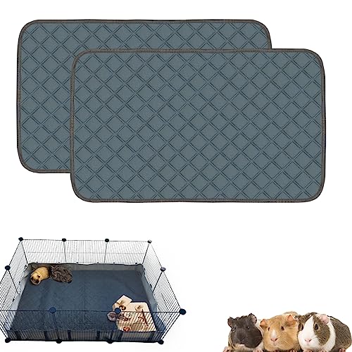 2 Pack Guinea Pig Cage Liners for C&C 2x3 Habitat Guinea Pig Bedding Washable | Super Absorbent | Waterproof | Non Slip | Reusable Guinea Pig Pee Pads for Small Animals Cages - 41.3" x 27.6" - color: Dark Grey, size: 41" x 28" (2 Pack)
