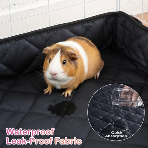 FunFurry Quilted Guinea Pig Cage Liner, Reversible & Absorbent Bottom Base, Cage Liners for Small Animals, Hamster Chinchilla Hedgehog Ferret Rabbit. (Dark Grey-Quilted, 24" X 48") - color: Dark Grey-Quilted, size: 24" X 48"