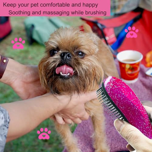 Puppy Brush, Soft Dog Brush for Grooming, Puppy Hair Remover Brush Comb, Grooming Tool for Poodles,Teddy, Yorkies, Maltese, Shih Tzu, Chihuahua, Starry Pink - color: Starry Pink