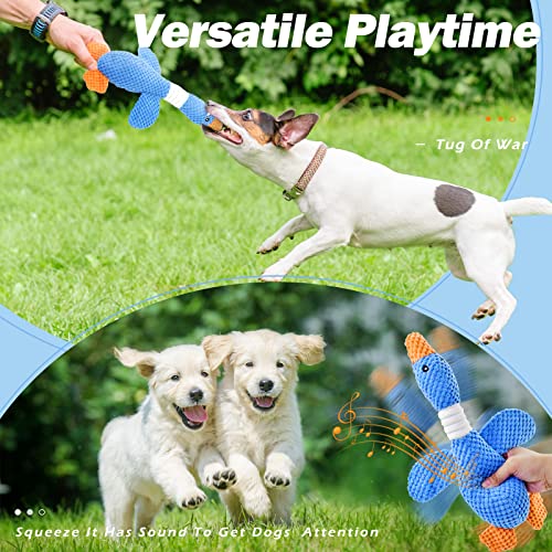 Vitscan Upgraded Goose Indestructible Dog Toys for Aggressive Chewers | Dog Chew Toys for Aggressive Chewers Small Medium Large Breed, Crinkle Squeaky Plush Puppy Chew Toys for Teething, Duck Toys - color: Blue goose - pineapple plush