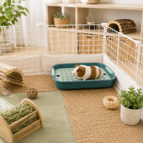 Garneck Guinea Pig Litter Box Rabbit Toilet Tray: Bunny Cage Litter Pan with Grid for Small Animal Potty Training Pet Toilet for Guinea Pig Rabbit Ferret Easy Clean