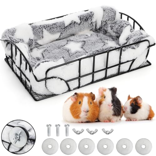Metal Rat Cage Hanging Platform with Mat, Chew Proof | Rat Hammock Basket Squirrel Cage Bed Platform Accessories, Small Animal Habitat for Hamster, Hedgehog, Chinchilla Pig, Black