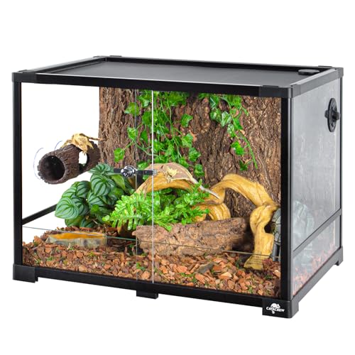 Reptile Hide, Resin Hollow Log Hideout with 2pcs Powerful Suction Cup, Reptile Tank Accessories Climbing Toys Terrarium Hideaway Caves Decor for Gecko, Lizard, Snakes, Hermit Crabs, Forgs