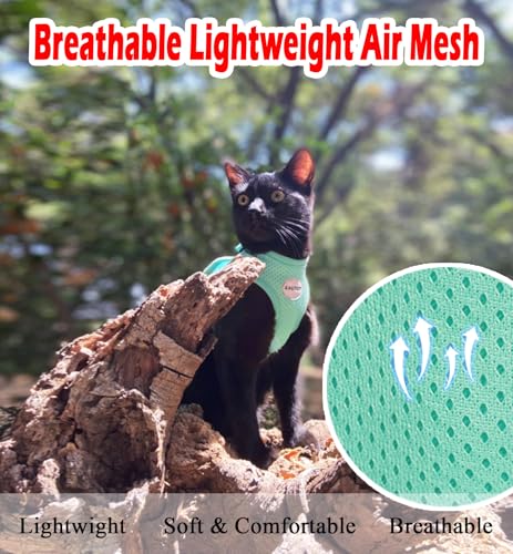 Cat Harnesses and Puppy Harness with Leashes Set, Escape Proof Cat Harness, Adjustable Reflective Soft Mesh Vest Fit Puppy Kitten Rabbit Ferrets's Outdoor Harness - color: Cyan, size: XS (Chest: 6" - 8")