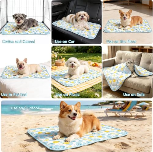 Pet Summer Cooling Blanket - 22.8" x 35.0" Double-Sided Mat Dog Puppy Self ice Cat Pad Bed Cover for Home Outdoor Sofa Sleeping Washable Portable Lightweight Small Medium Large (Blue Duck, S) - color: DD/Blue Ice