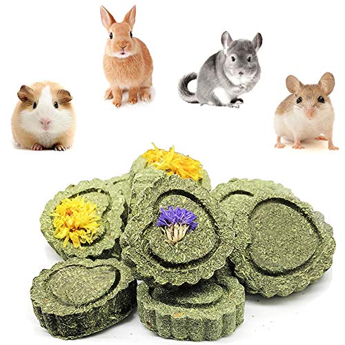 Bunny Chew Toys for Teeth, Natural Pet Chew Toy Hand Made Timothy Hay Cakes for Chinchilla Guinea Pig Hamsters Holland Lop Prairie Dogs Squirrels Gerbils Rabbit Chewing & Molar Teeth, 9.5oz - color: 1 Pack Timothy Hay Circle