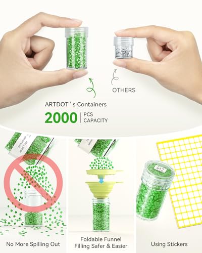 ARTDOT 420 Slots Storage Container for Diamond Painting Kits for Adults,Portable Diamond Painting Storage Box with Accessories and Tools - color: Green, size: XX-Large